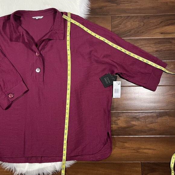 John Mark Women's Plus Size 2X Wine Rayon Nylon Popover Tunic‎ Top - Picture 5 of 9